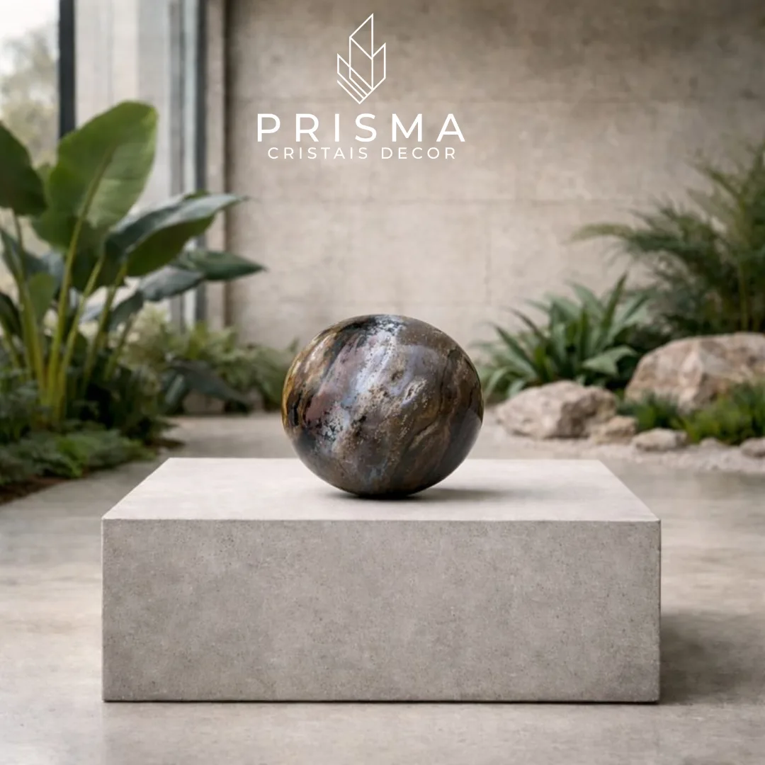 Esfera de Jaspe - cristal com padrões terrosos únicos em formato esférico perfeito